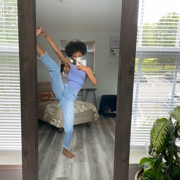 Baby Blue Super Distressed Boyfriend Jeans - Picture 11 of 11